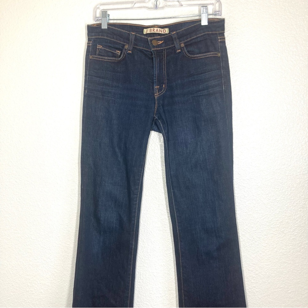 J Brand Womens Boot Cut Denim Jeans Dark Wash 27 Cotton Mid Rise 32" inseam - Picture 2 of 16